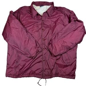 Vintage J Blair Mens Coaches‎ Jacket Maroon Burgundy Nylon Cotton Lined XL